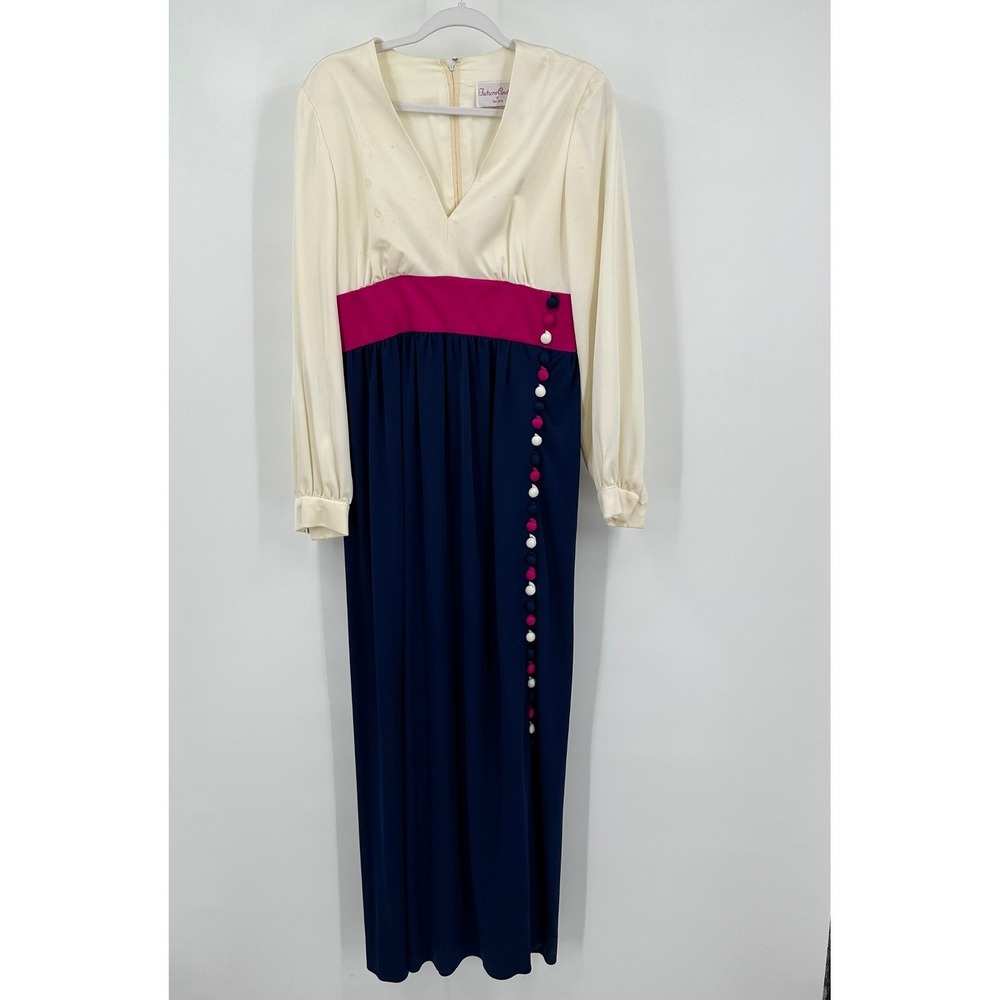 Futura Couture Womens Vintage 1970s Colorblock‎ Evening Gown Size M Formal Mod